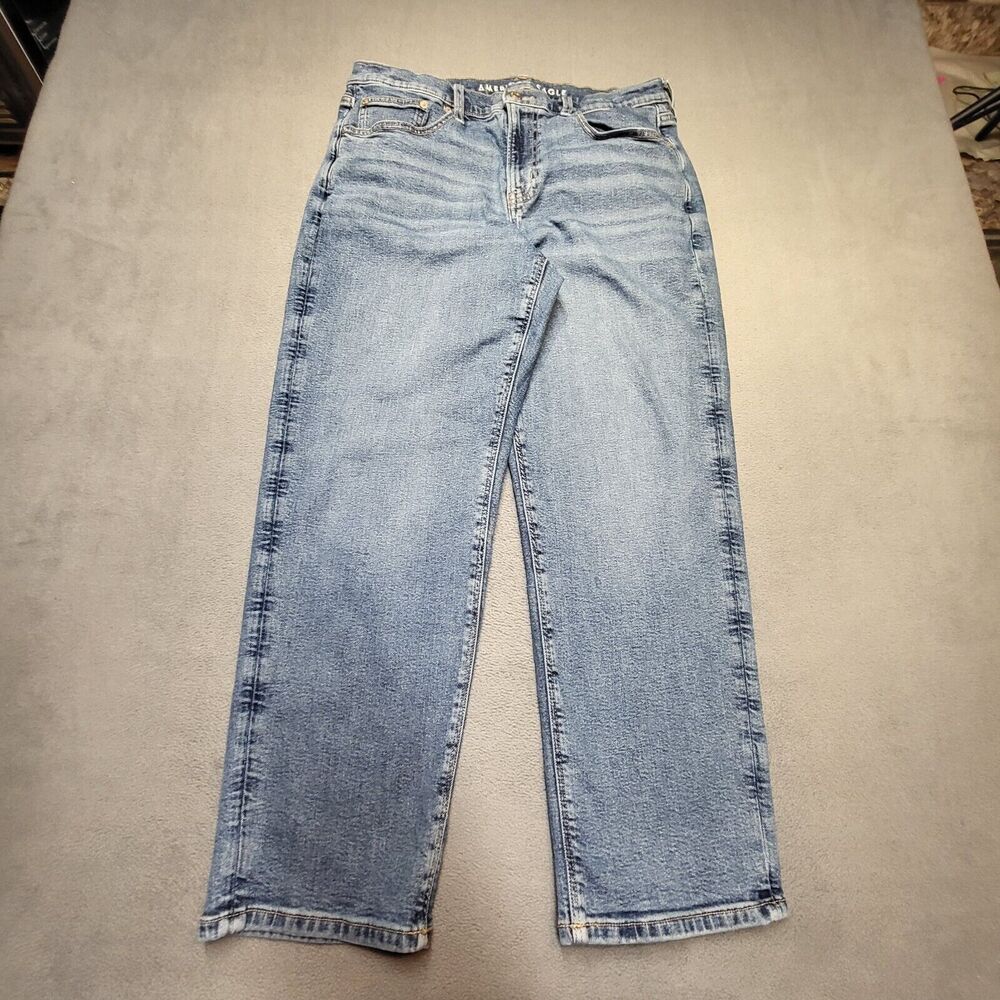 Old Navy Jeans Womens 12 Blue 90s‎ Straight Leg Distressed Denim Stretch